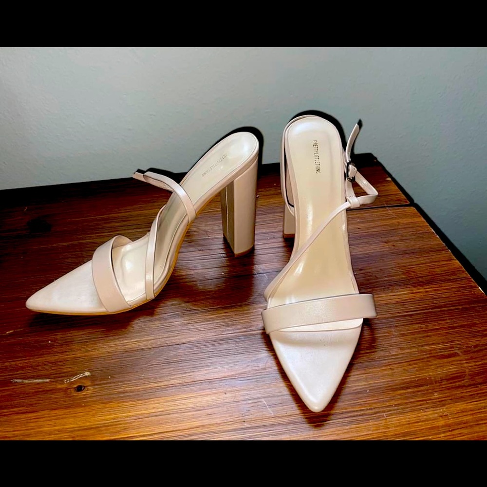 Nude PRETTYLITTLETHING 5in pointed toe heels